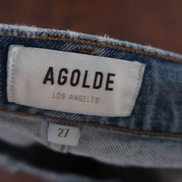 AGOLDE Light-Wash Distressed High-Rise Jeans Size 27 - Picture 3 of 3